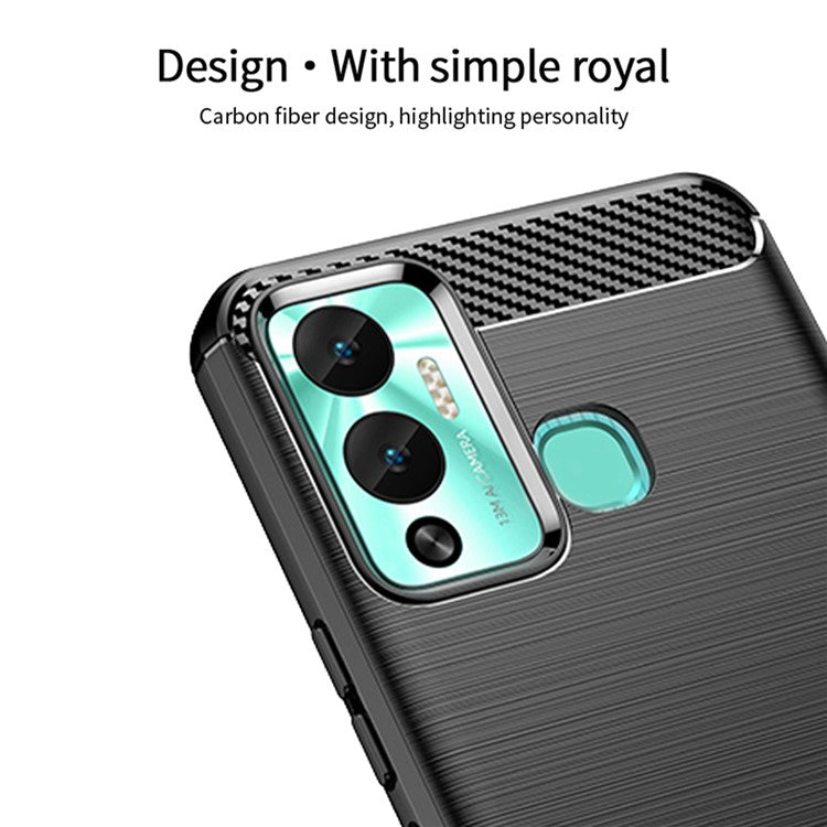 MOFI JK TPU Series-1 Smartphone Case for Infinix Hot 12 Play 4G / Hot 12 Play NFC 4G Carbon Fiber Brushed TPU Back Cover - Red