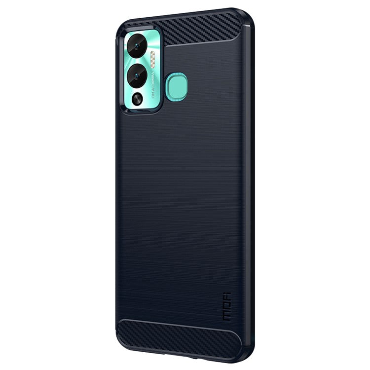 MOFI JK TPU Series-1 Smartphone Case for Infinix Hot 12 Play 4G / Hot 12 Play NFC 4G Carbon Fiber Brushed TPU Back Cover - Blue