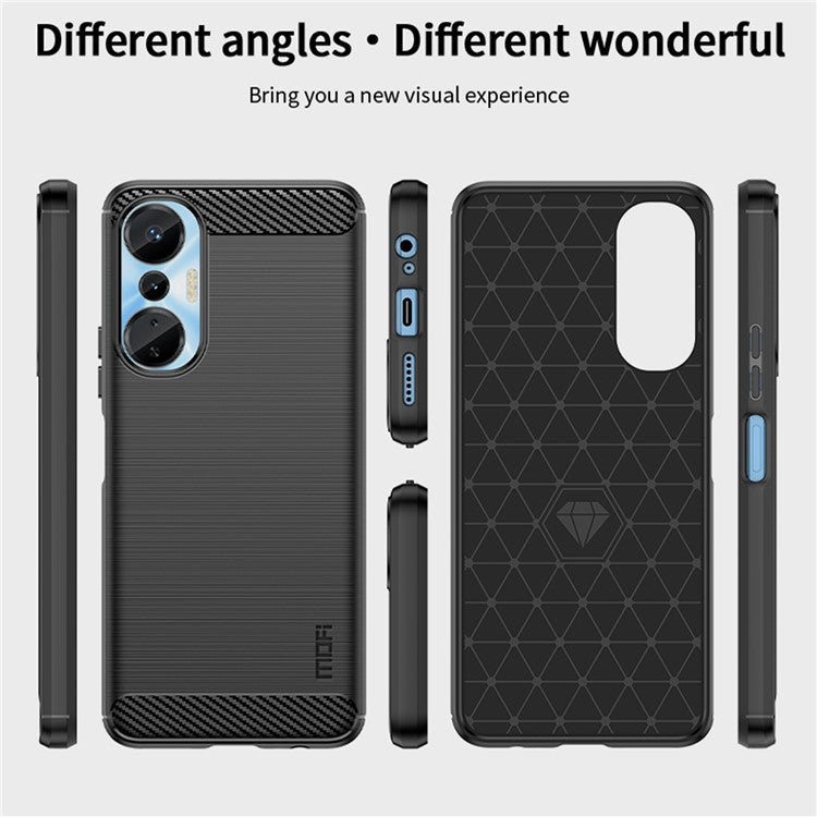 MOFI JK TPU Series-1 for Infinix Hot 20S 4G / x6827 Smartphone Case Carbon Fiber Brushed TPU Phone Back Cover - Blue