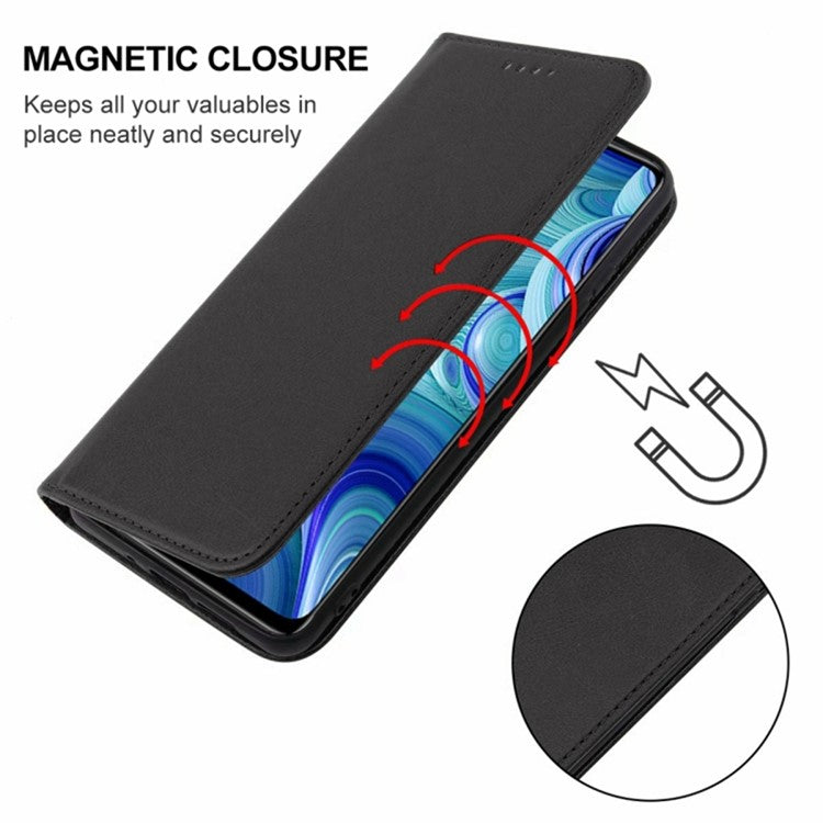 For Infinix Hot 11s NFC 4G Protective Case Business Style Strong Magnet Phone Wallet PU Leather Cover Shell - Black
