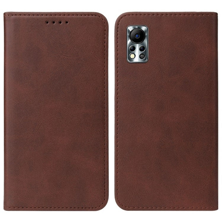 For Infinix Hot 11s NFC 4G Protective Case Business Style Strong Magnet Phone Wallet PU Leather Cover Shell - Brown