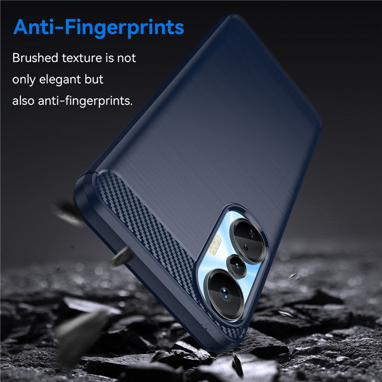For Infinix Hot 20S 4G Carbon Fiber Texture Anti-Collision Phone Case Soft TPU Brushed Surface Protective Cover - Blue