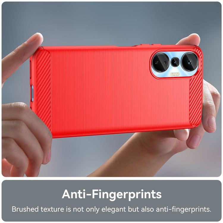 For Infinix Hot 20S 4G Carbon Fiber Texture Anti-Collision Phone Case Soft TPU Brushed Surface Protective Cover - Red