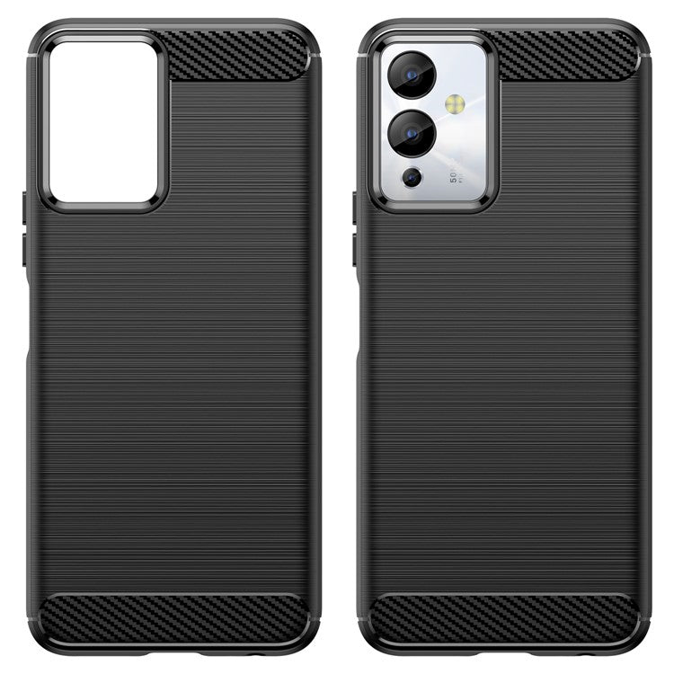 For Infinix Note 12i Phone Case, Carbon Fiber Texture Soft TPU Brushed Surface Protective Cover - Black