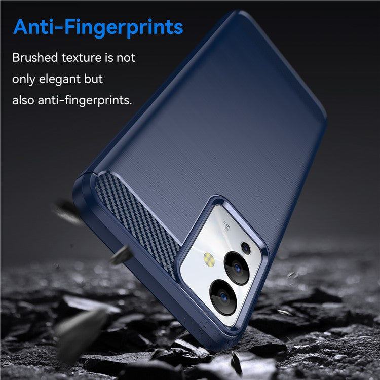 For Infinix Note 12i Phone Case, Carbon Fiber Texture Soft TPU Brushed Surface Protective Cover - Blue