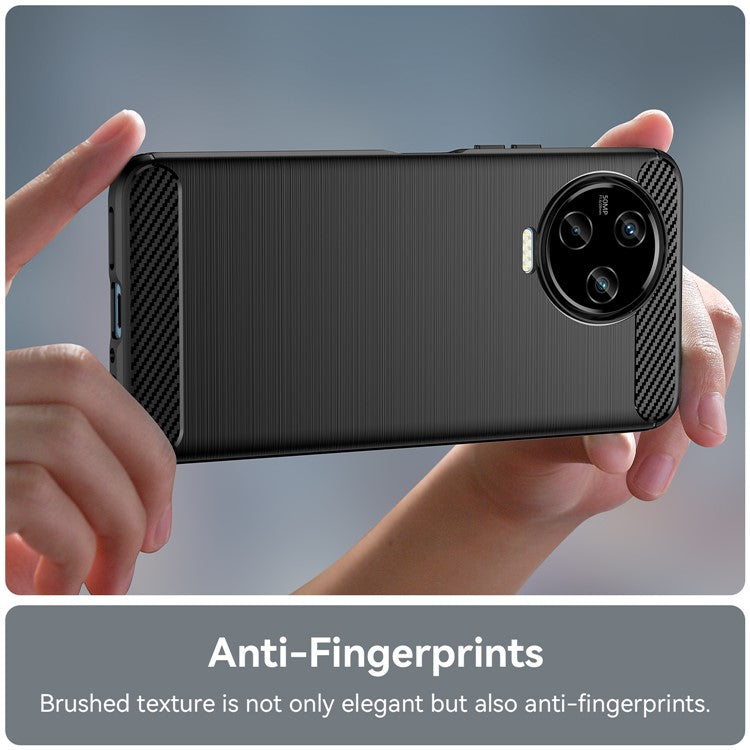 For Infinix Note 12 Pro 4G Carbon Fiber Texture Phone Case Shock-Absorbing TPU Brushed Surface Protective Cover - Black