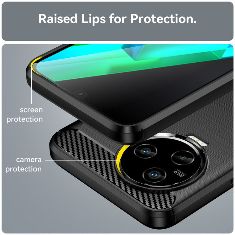 For Infinix Note 12 Pro 4G Carbon Fiber Texture Phone Case Shock-Absorbing TPU Brushed Surface Protective Cover - Black