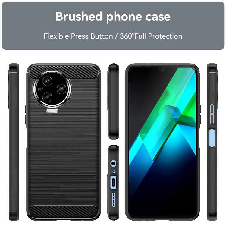 For Infinix Note 12 Pro 4G Carbon Fiber Texture Phone Case Shock-Absorbing TPU Brushed Surface Protective Cover - Black