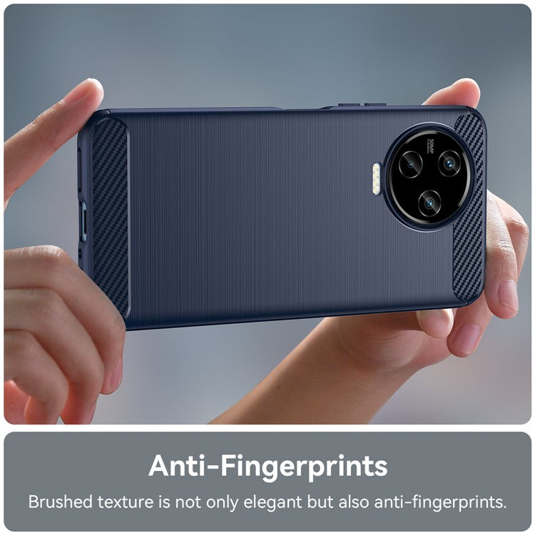 For Infinix Note 12 Pro 4G Carbon Fiber Texture Phone Case Shock-Absorbing TPU Brushed Surface Protective Cover - Blue