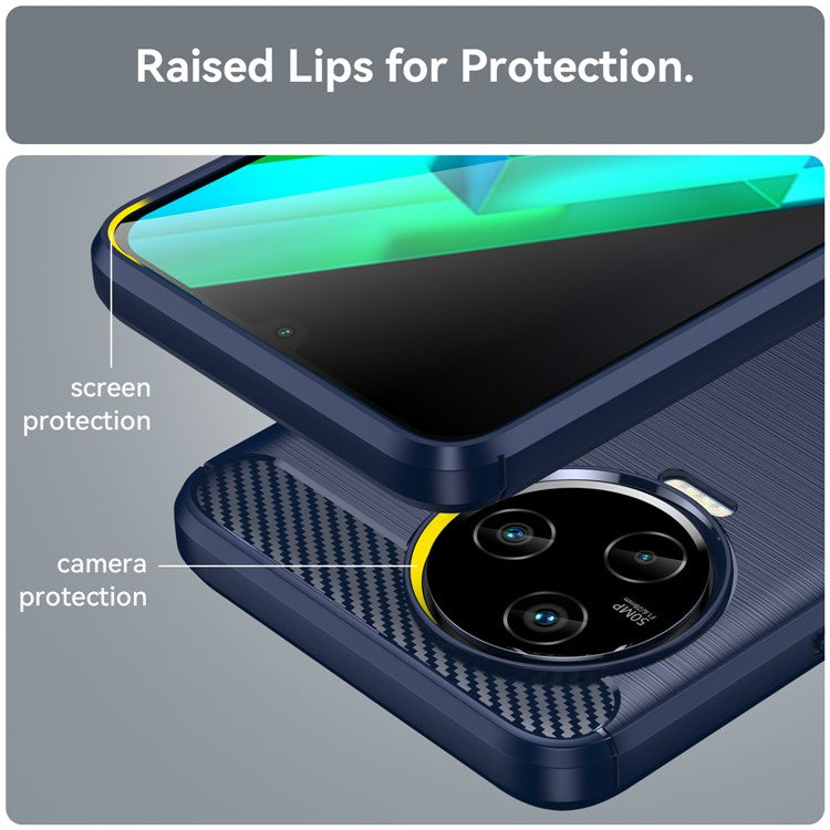 For Infinix Note 12 Pro 4G Carbon Fiber Texture Phone Case Shock-Absorbing TPU Brushed Surface Protective Cover - Blue