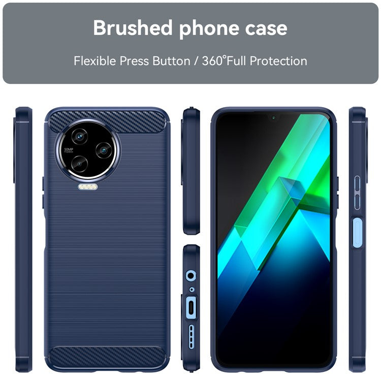 For Infinix Note 12 Pro 4G Carbon Fiber Texture Phone Case Shock-Absorbing TPU Brushed Surface Protective Cover - Blue