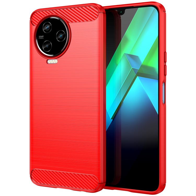 For Infinix Note 12 Pro 4G Carbon Fiber Texture Phone Case Shock-Absorbing TPU Brushed Surface Protective Cover - Red