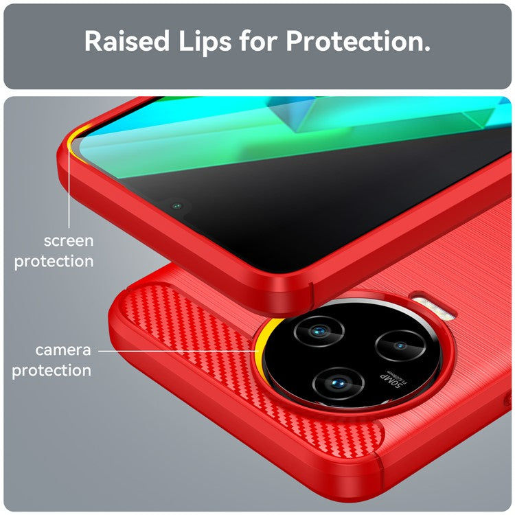 For Infinix Note 12 Pro 4G Carbon Fiber Texture Phone Case Shock-Absorbing TPU Brushed Surface Protective Cover - Red