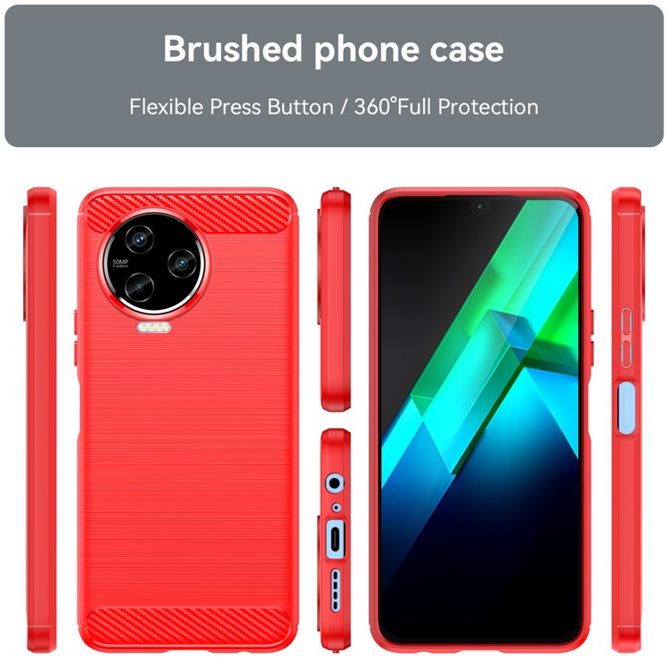 For Infinix Note 12 Pro 4G Carbon Fiber Texture Phone Case Shock-Absorbing TPU Brushed Surface Protective Cover - Red