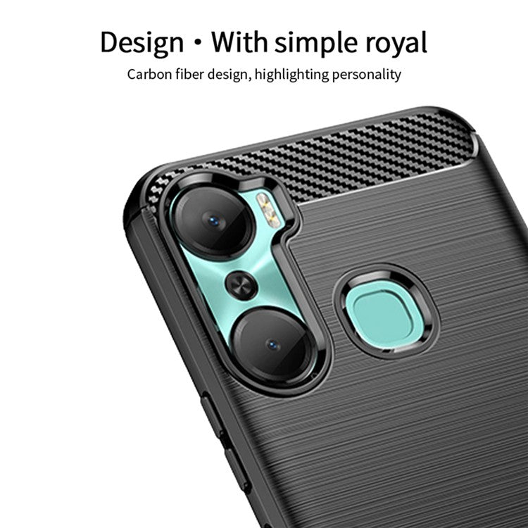 MOFI JK TPU Series-1 Carbon Fiber Phone Cover for Infinix Hot 12 Pro 4G, Drop Protection TPU Brushed Phone Case Shell - Black