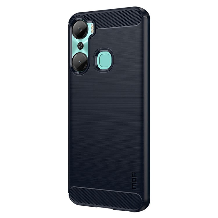 MOFI JK TPU Series-1 Carbon Fiber Phone Cover for Infinix Hot 12 Pro 4G, Drop Protection TPU Brushed Phone Case Shell - Blue