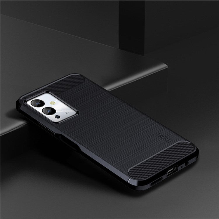 MOFI JK TPU Series-1 For Infinix Note 12i Smartphone Case Drop Protection TPU Carbon Fiber Brushed Phone Cover - Blue