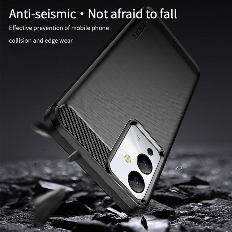 MOFI JK TPU Series-1 For Infinix Note 12i Smartphone Case Drop Protection TPU Carbon Fiber Brushed Phone Cover - Blue