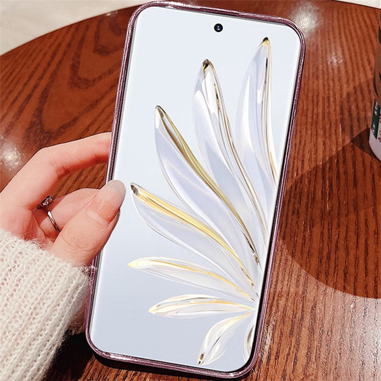 KADEM For Honor 70 5G Flower Pattern Decor Rhinestone Design Smartphone Case Glitter Powder Flexible TPU Cell Phone Cover - Purple