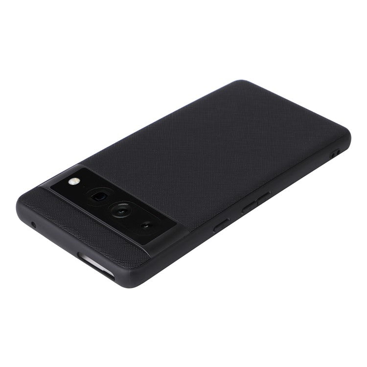 For Google Pixel 7 Pro 5G Anti-scratch Phone Case Textured PU Leather Coated TPU + PC Hybrid Cover - Cross Texture