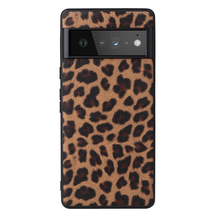 For Google Pixel 7 Pro 5G Anti-scratch Phone Case Textured PU Leather Coated TPU + PC Hybrid Cover - Leopard