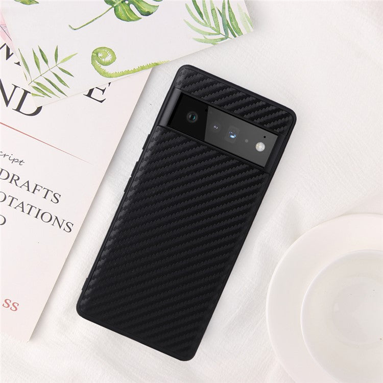 For Google Pixel 7 Pro 5G Anti-scratch Phone Case Textured PU Leather Coated TPU + PC Hybrid Cover - Carbon Fiber Texture