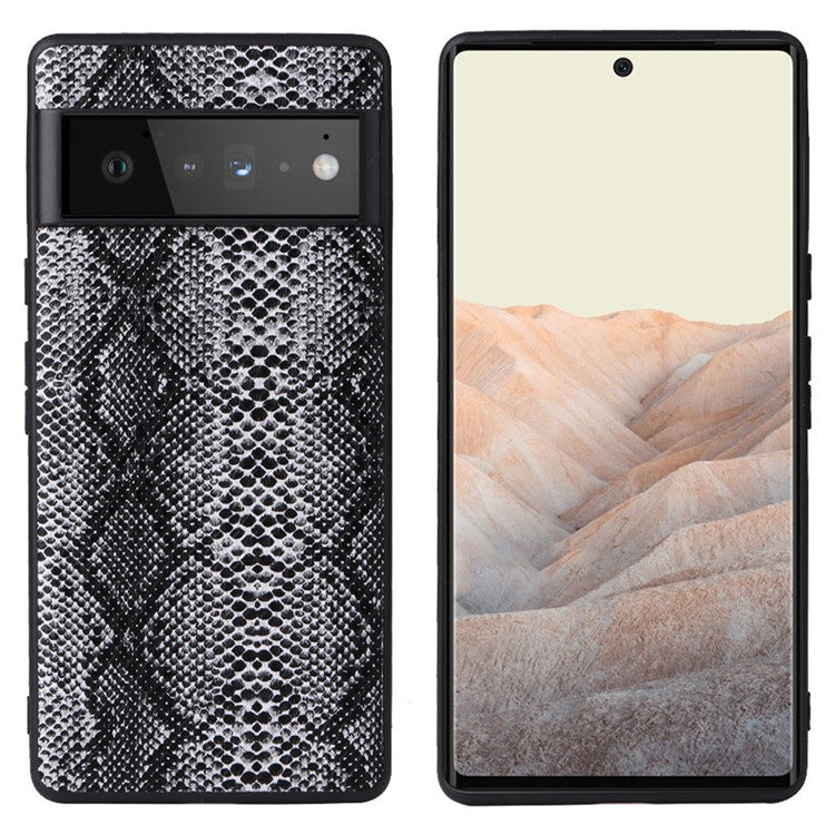 For Google Pixel 7 Pro 5G Anti-scratch Phone Case Textured PU Leather Coated TPU + PC Hybrid Cover - Snake Texture