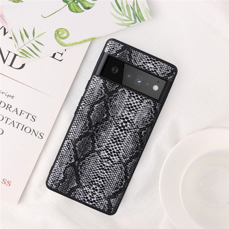 For Google Pixel 7 Pro 5G Anti-scratch Phone Case Textured PU Leather Coated TPU + PC Hybrid Cover - Snake Texture