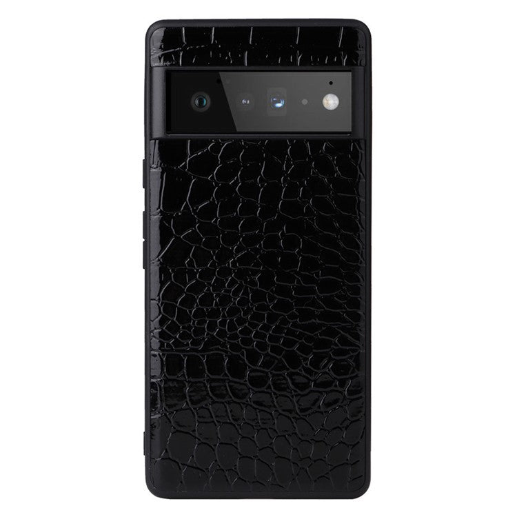 For Google Pixel 7 Pro 5G Anti-scratch Phone Case Textured PU Leather Coated TPU + PC Hybrid Cover - Crocodile Texture