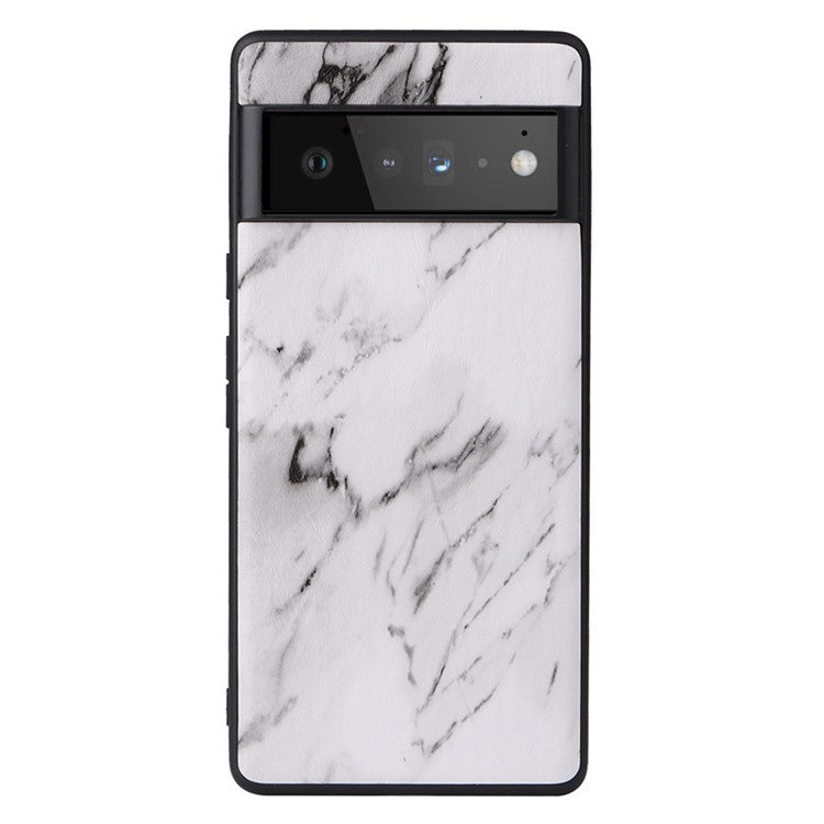 For Google Pixel 7 Pro 5G Anti-scratch Phone Case Textured PU Leather Coated TPU + PC Hybrid Cover - Marble Texture