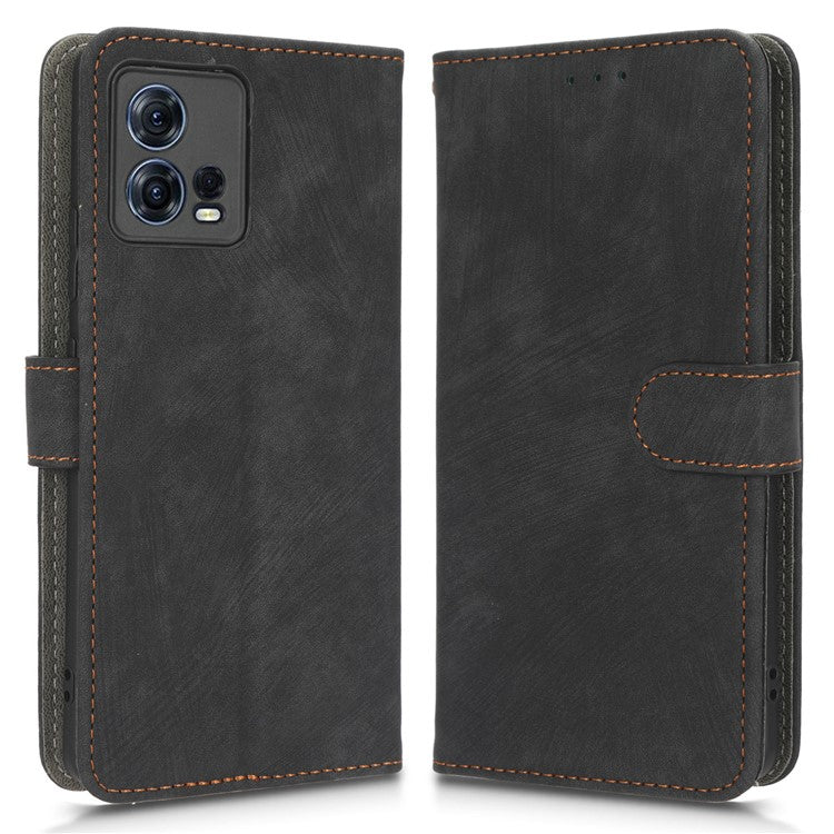 For Motorola Edge 30 Fusion 5G / Moto S30 Pro 5G Protective Phone Case RFID Blocking Magnetic Flip Leather Wallet Cover with Stand - Black