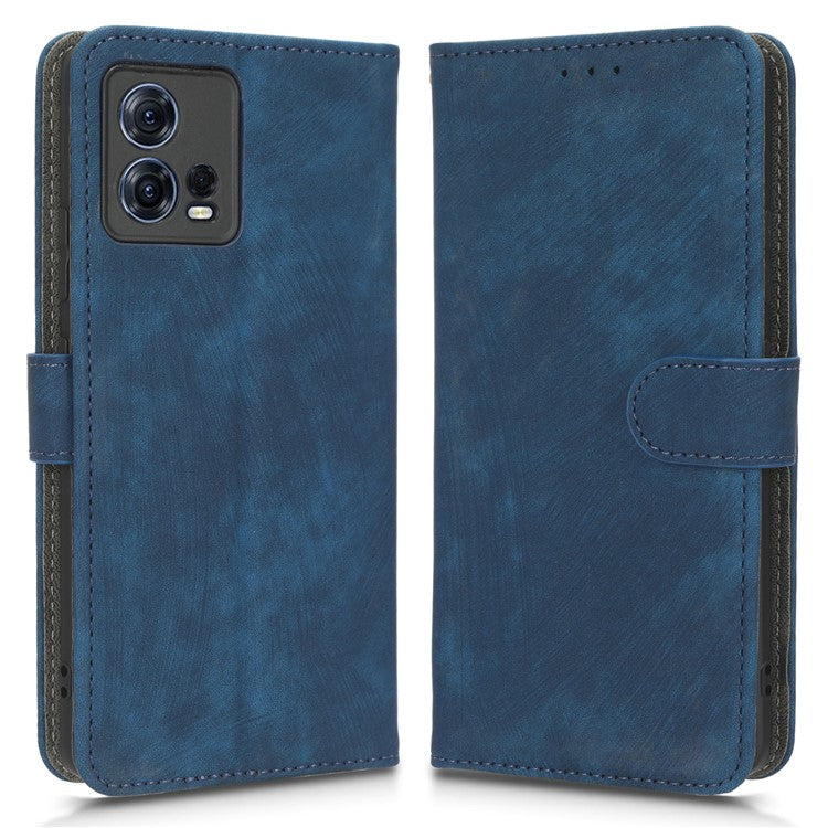 For Motorola Edge 30 Fusion 5G / Moto S30 Pro 5G Protective Phone Case RFID Blocking Magnetic Flip Leather Wallet Cover with Stand - Blue