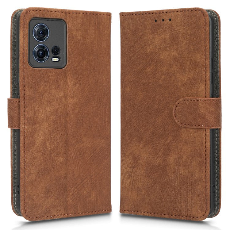 For Motorola Edge 30 Fusion 5G / Moto S30 Pro 5G Protective Phone Case RFID Blocking Magnetic Flip Leather Wallet Cover with Stand - Brown
