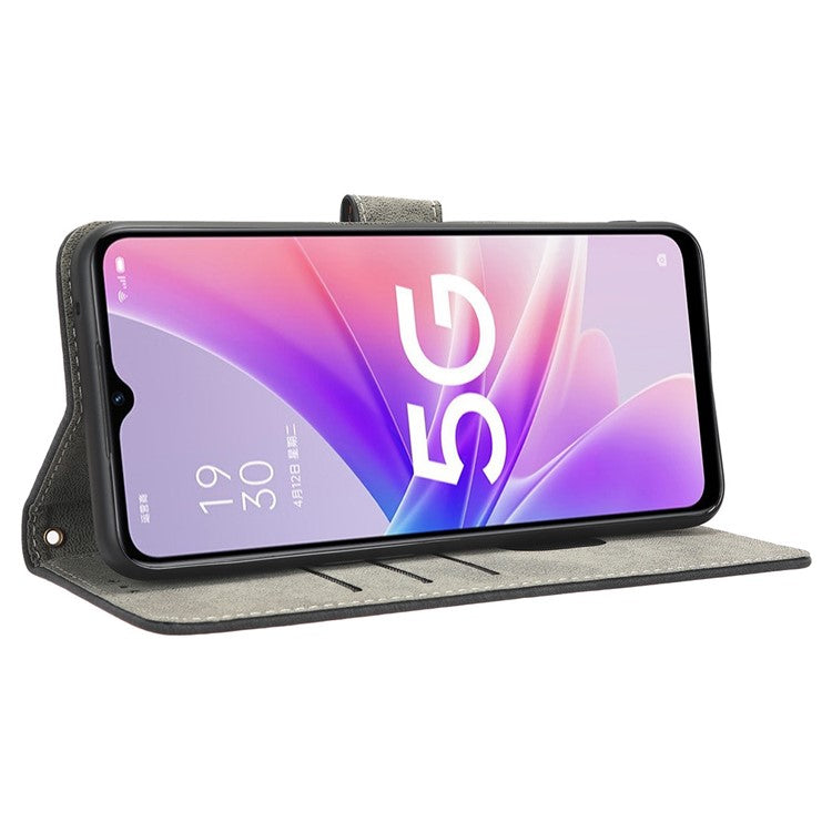 For Oppo A57 (2022) 5G / A77 5G / K10 5G / Realme V23 5G / Q5i / Narzo 50 5G / OnePlus Nord N300 5G RFID Blocking PU Leather Phone Case Magnetic Cover with Wallet Stand - Black