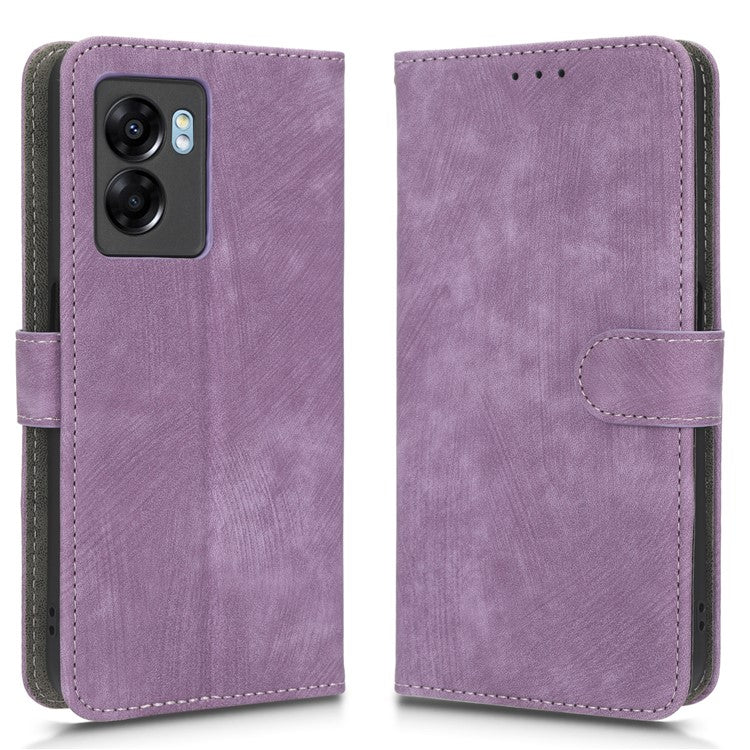 For Oppo A57 (2022) 5G / A77 5G / K10 5G / Realme V23 5G / Q5i / Narzo 50 5G / OnePlus Nord N300 5G RFID Blocking PU Leather Phone Case Magnetic Cover with Wallet Stand - Purple