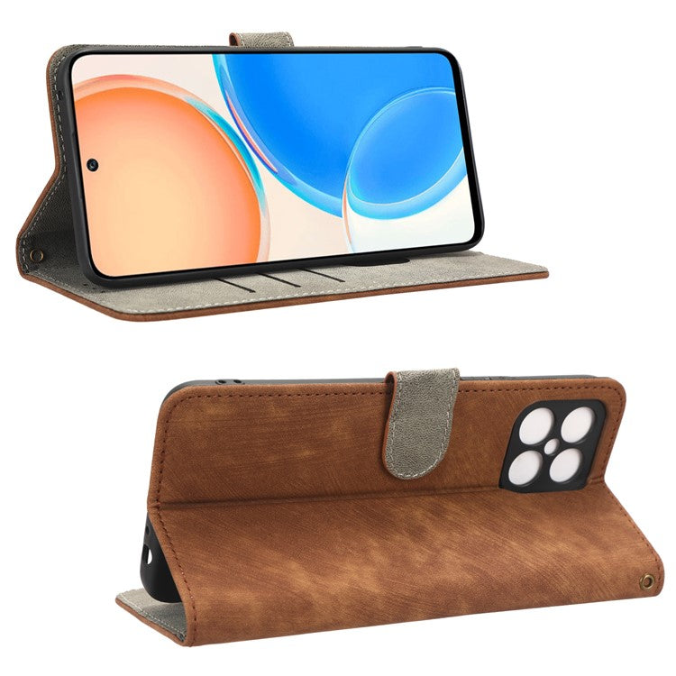 For Honor X8 4G / X30i RFID Blocking Anti-scratch Phone Case Magnetic PU Leather Flip Smartphone Cover with Wallet Stand - Brown