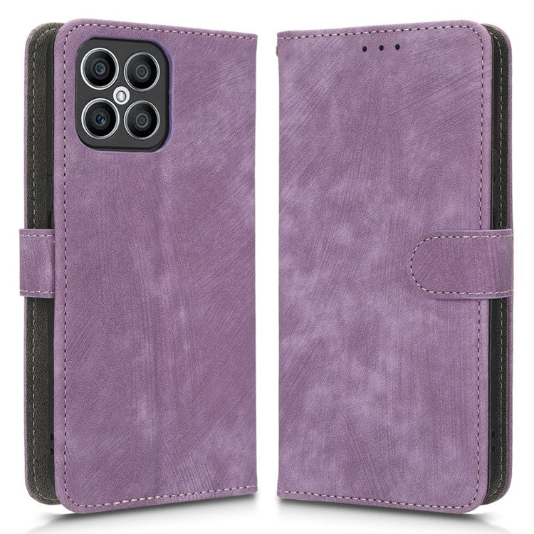For Honor X8 4G / X30i RFID Blocking Anti-scratch Phone Case Magnetic PU Leather Flip Smartphone Cover with Wallet Stand - Purple