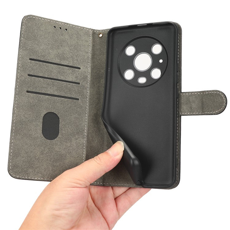 For Honor Magic4 Pro 5G RFID Blocking PU Leather Phone Case Protective Magnetic Mobile Phone Cover with Wallet Stand - Blue