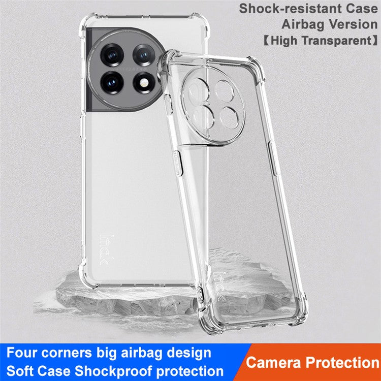 IMAK For OnePlus 11 5G Protective Phone Case Four Corner Airbag Soft TPU Anti-scratch Mobile Phone Back Cover - Transparent