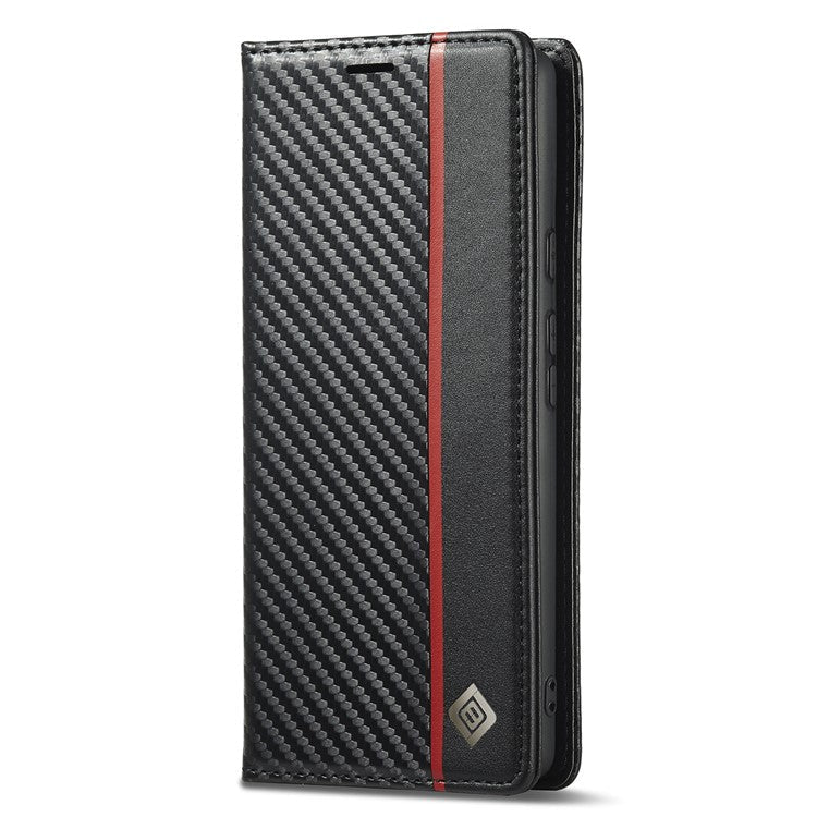 LC.IMEEKE for Google Pixel 6a Carbon Fiber Texture Phone Wallet Case PU Leather Stand Full Protection Flip Phone Cover - Vertical Stripe