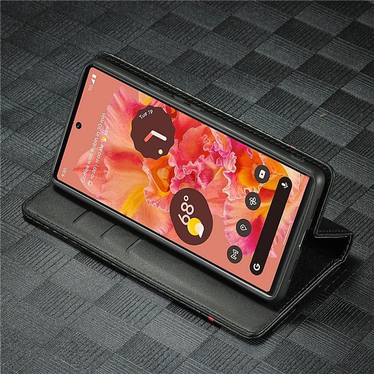 LC.IMEEKE for Google Pixel 6a Carbon Fiber Texture Phone Wallet Case PU Leather Stand Full Protection Flip Phone Cover - Horizontal Stripe