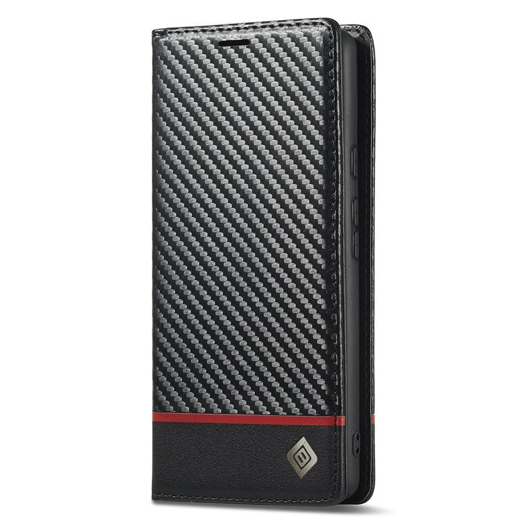 LC.IMEEKE for Google Pixel 6a Carbon Fiber Texture Phone Wallet Case PU Leather Stand Full Protection Flip Phone Cover - Horizontal Stripe