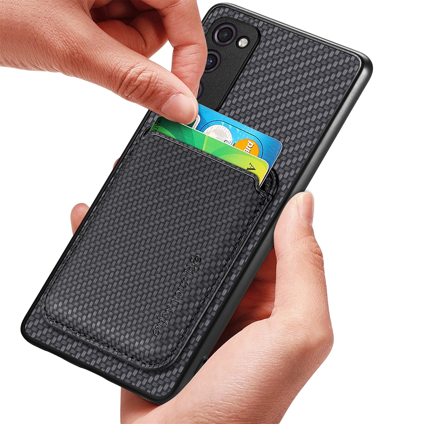 For Samsung Galaxy S20 FE 4G / FE 5G / S20 Lite / S20 FE 2022 Carbon Fiber Texture Shell, Detachable 2-in-1 Magnetic Card Holder Phone Case PU Leather + TPU + PC Protective Cover - Green