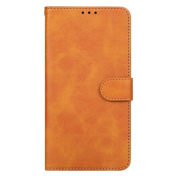 For OnePlus 11 5G Calf Texture PU Leather Wallet Case Flip Folio Stand Magnetic Protective Phone Cover with Strap - Brown