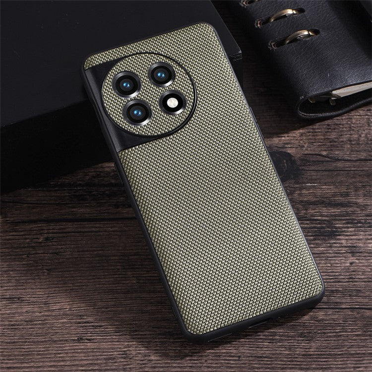 For OnePlus 11 5G Nylon Coated TPU Phone Case Woven Texture Anti-Slip Anti-Scratch Cover - Army Green