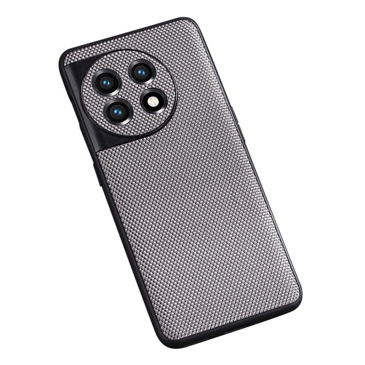 For OnePlus 11 5G Nylon Coated TPU Phone Case Woven Texture Anti-Slip Anti-Scratch Cover - Grey