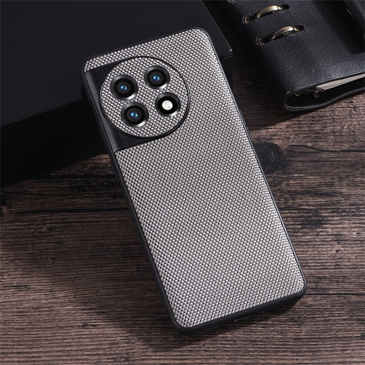 For OnePlus 11 5G Nylon Coated TPU Phone Case Woven Texture Anti-Slip Anti-Scratch Cover - Grey