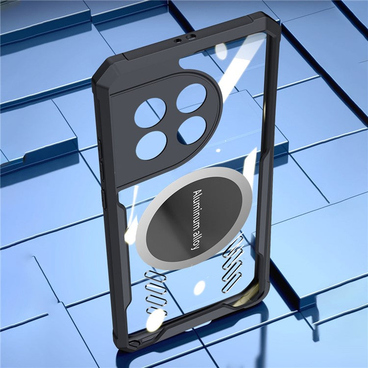 For OnePlus 11 5G Graphene Heat Dissipation Phone Case Cooling Transparent Cover with Car Mount Metal Sheet - Blue