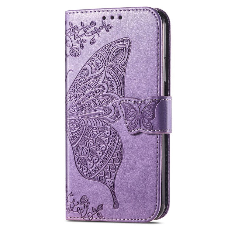 For Motorola Edge 30 Neo 5G / Edge 30 Lite 5G Stand Flip Wallet Magnetic Phone Cover Imprinted Butterfly Pattern PU Leather Phone Case - Light Purple
