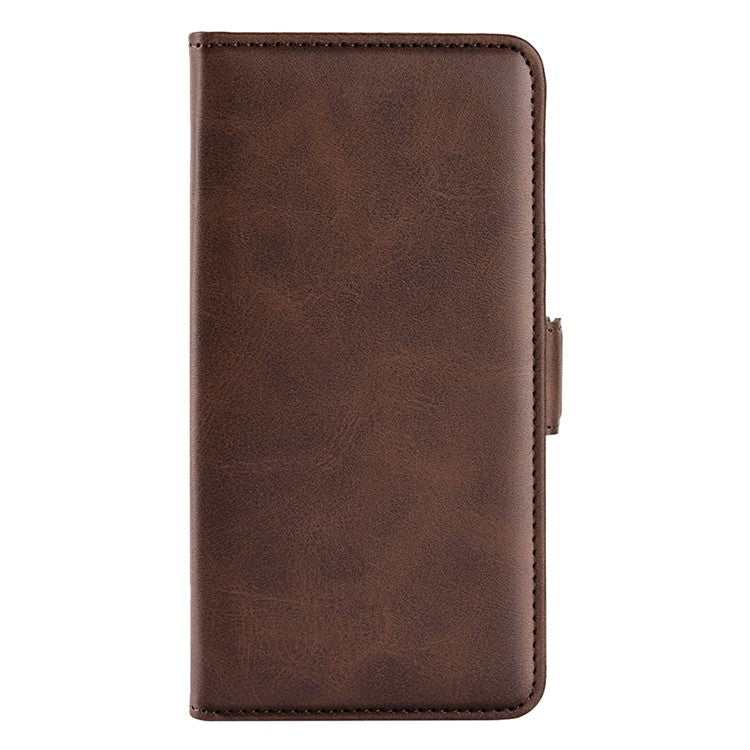For OnePlus 11 5G Calf Texture PU Leather Phone Case Dual Magnetic Clasp Protective Cover with Stand Wallet - Brown